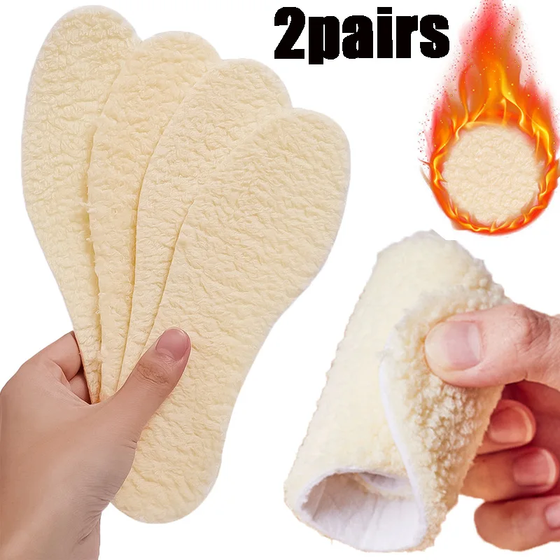Natural Thermal Insoles for Men & Women – Thickened Warm Winter Shoe Inserts, Soft Fleece-Lined Shoe Pads for Cold Days