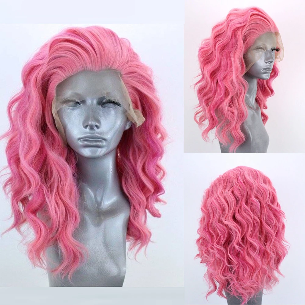 Short Bob Synthetic Lace Front Wigs for Women Cosplay Wear Short Body Wavy Purple Blue Pink Grey Wig Part Lace BobWig
