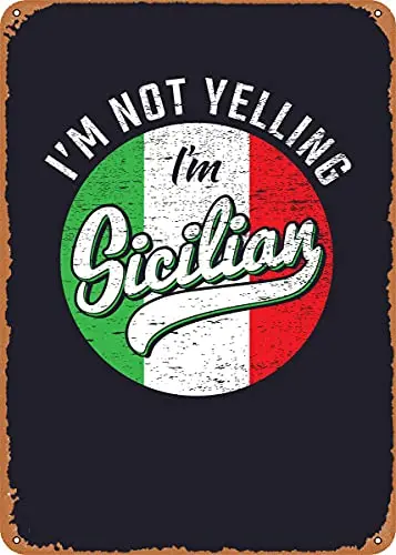 

Im Sicilian Italian Flag Vintage Look Metal Sign Art Prints Retro Gift 8x12 Inch