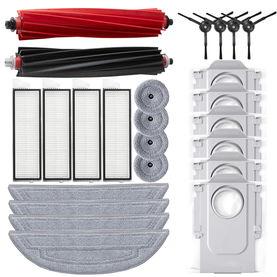 Yeerain 12 Pièces Kit d'accessoires pour Roborock Q Revo, 8 Sacs d' Aspirateur, 4 Chiffons Lavables, Ensemble d'accessoires pour Aspirateur Robot