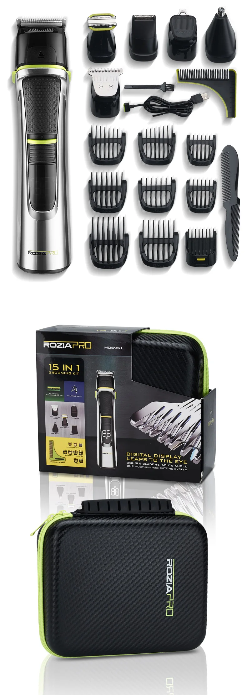 Description Picture 2 of itemHQ5951 Grooming Kit Hair Clipper Professional Beard Shaver for Men All in One Nose Ear Hair Trimmer Set with Travel Carry Bag