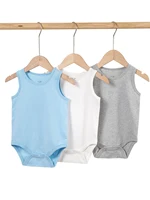 3-piece boys' triangle jumpsuit, vest, jumpsuit, solid color crawling suit 1