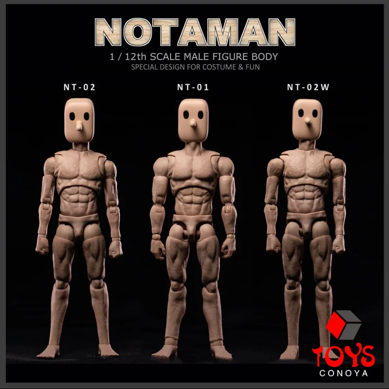 

1/12 NT-01 NT-02 NT-02W Notaman Square-headed Male Action Figure Joint Body Doll 6'' Male Soldier Flexible Body Model Toy