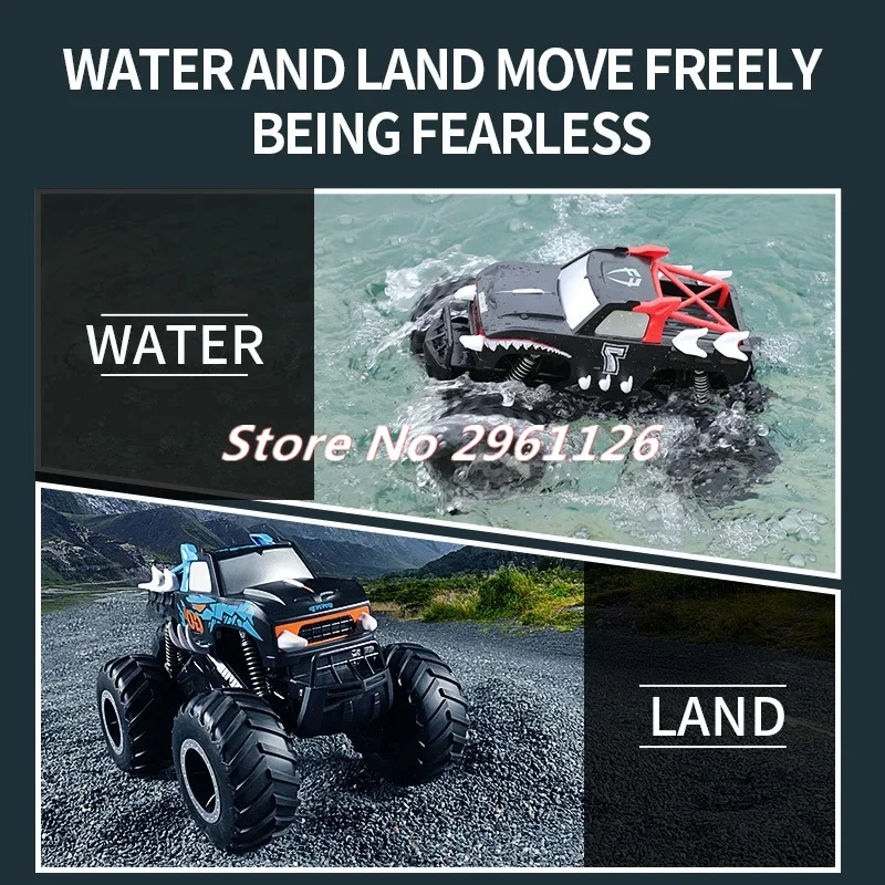 Water&Land Amphibious Off Road Climbing Radio Control Car 2.4G 4WD Seal Waterproof Design 360 ° Stunt Rotate Rubber Tires RC Car 2