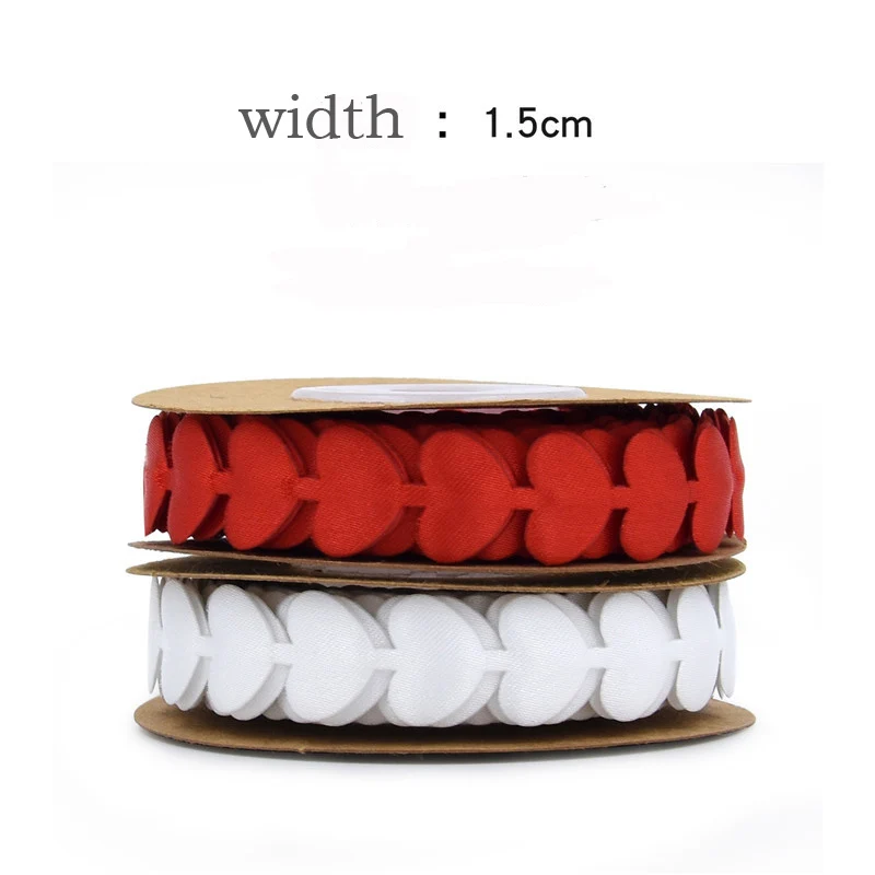 Ultrasonic Embossed Love Ribbon, Wedding Decoration, Lover Gift Wrapped Handwork, DIY Peach Heart Red Ribbon, 15mm, 5 m/Roll