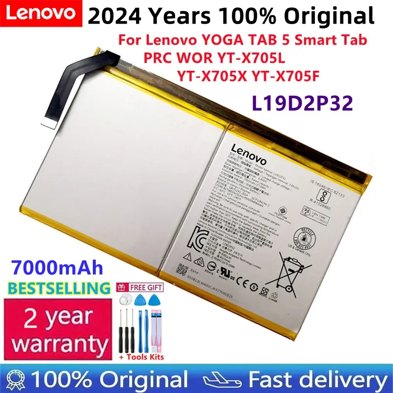 

100% Original New L19D2P32 Tablet Battery For Lenovo YOGA TAB 5 Smart Tab PRC WOR YT-X705L YT-X705X YT-X705F 7000mAh Batterij