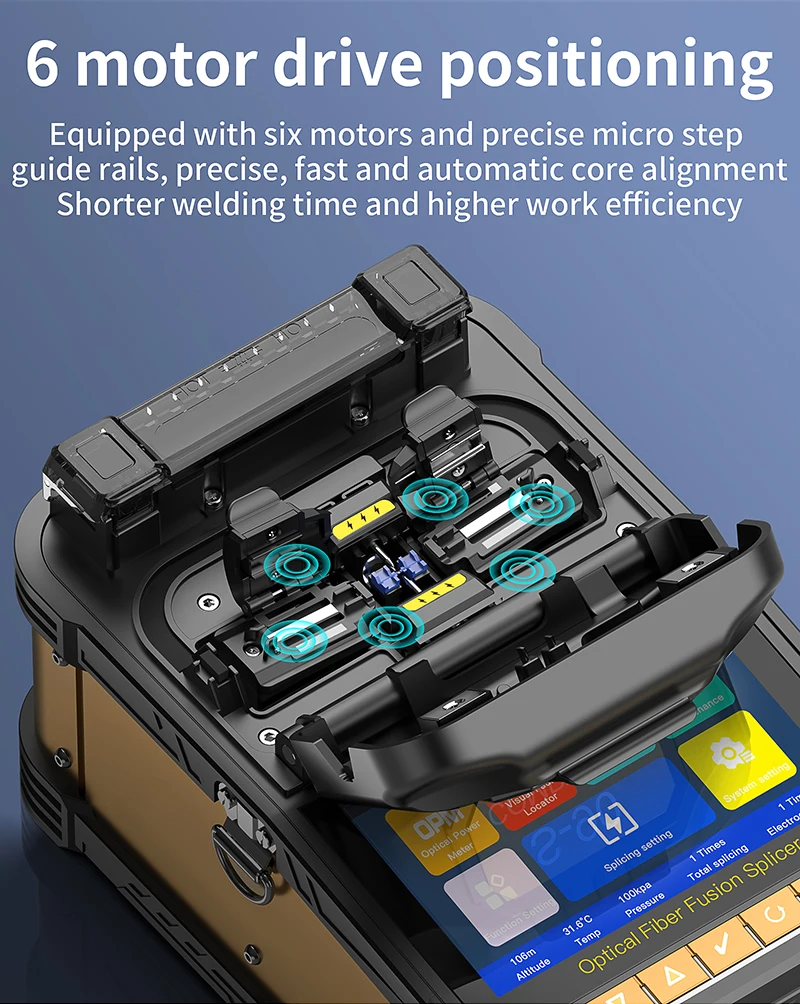 S-90 Fiber Optic Fusion Splicer 6 Motors Multilingual Touch Screen FTTH Optical