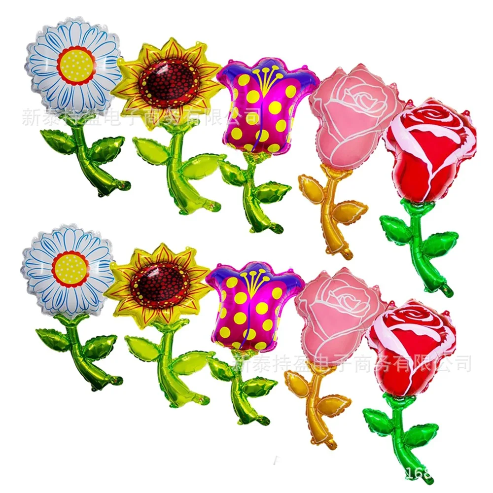 

New Large Rose Flower Sunflower Aluminum Film Balloon Decoration pParty Bar