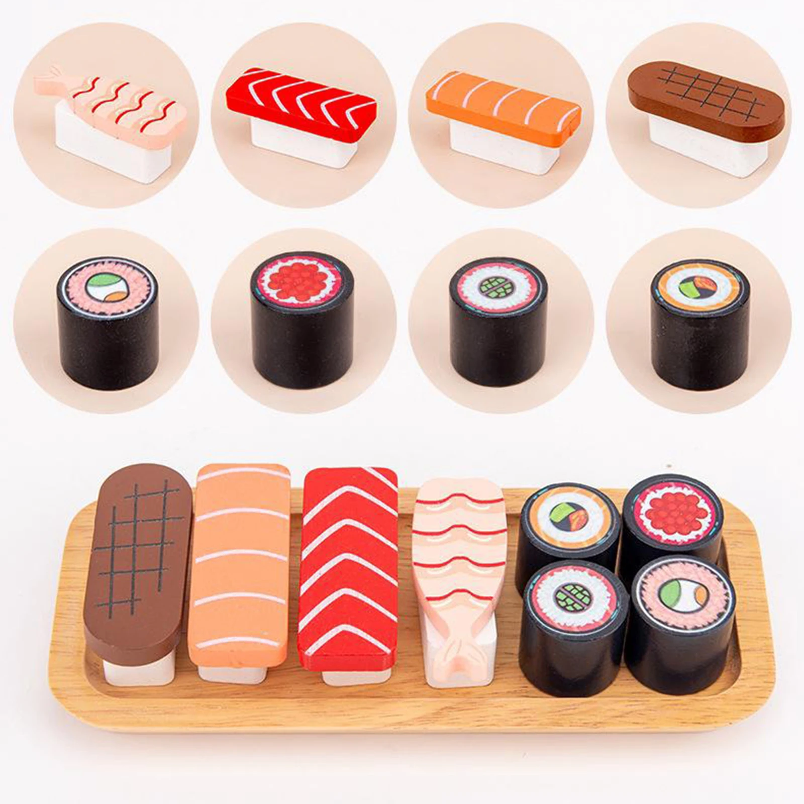 Sushi Toys Wooden Food Set Pretend Role Play Food Set Kitchen Accessories