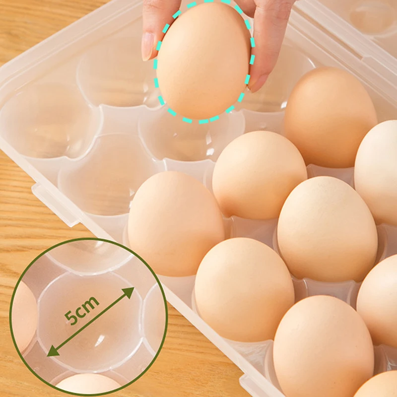 1Pc 12/18 Grid Egg Storage Box With Lid Kitchen Refrigerator Egg Box Drop Rack Household Fridge Organizer Tray