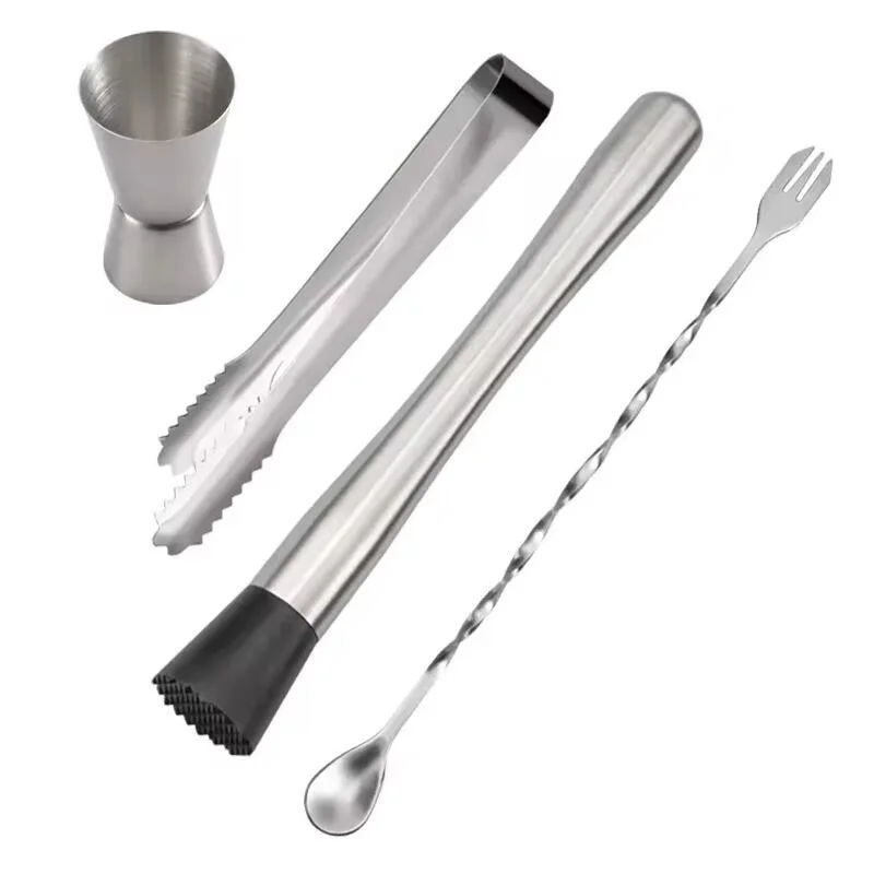 Stainless Steel Cocktail Muddler, Mixing Spoon, Ice Clip, Crushed Popsicles, Home Bar Barware Set, Fruit Based Drinks Make tools