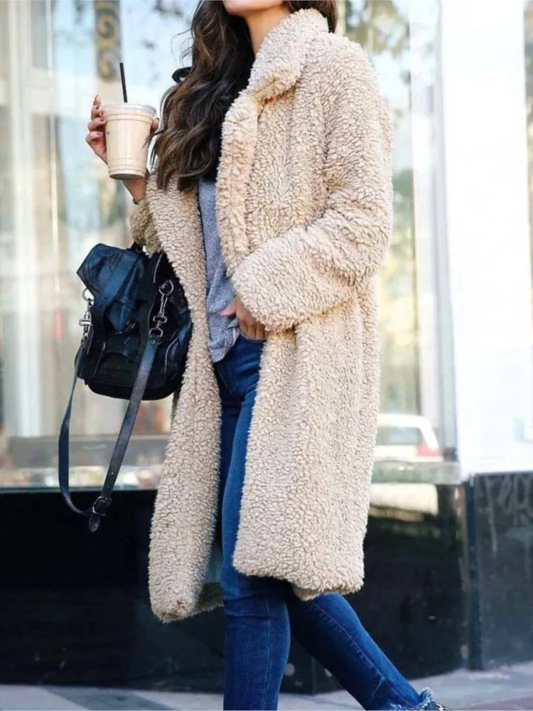 

Autumn Winter Long Teddy Coat Women Faux Fur Coat 2023 Ladies Thick Warm Fur Jacket Female Plush Teddy Coat Fluffy Overcoat