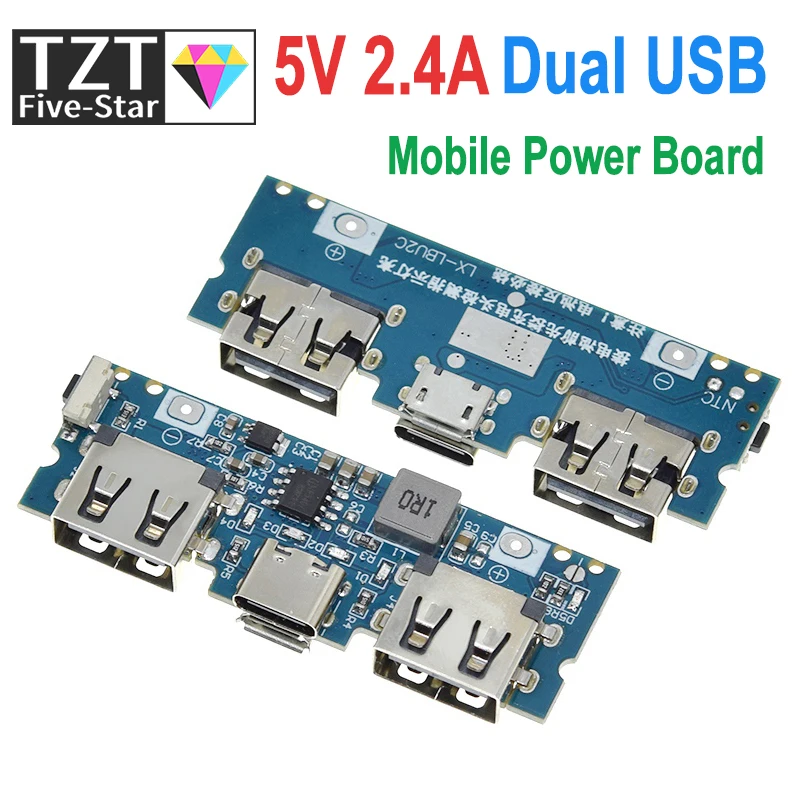 Micro/Type-C USB 5V 2.4A Dual USB 18650 Boost Battery Charger Board Mobile Power Bank Accessories For Phone DIY