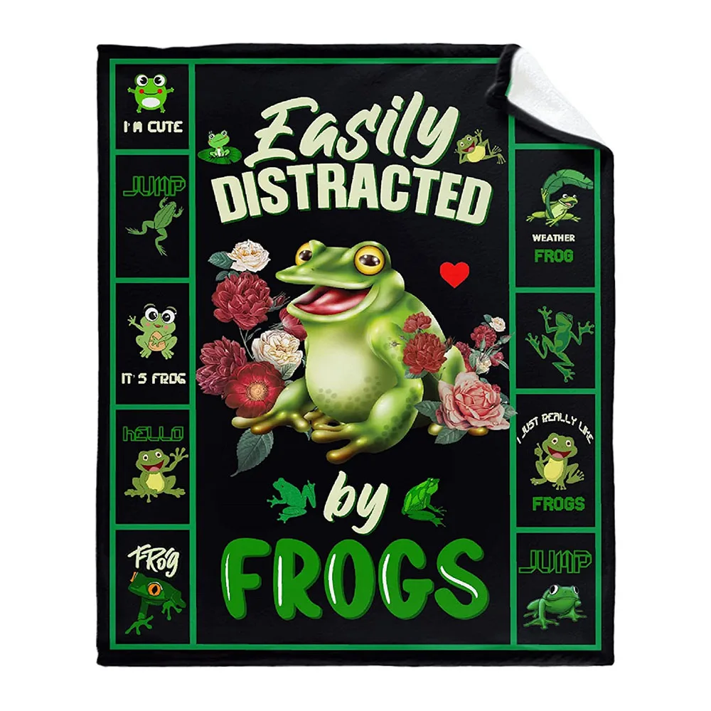 

CLOOCL Fashion Flannel Blankets Easily Distracted By Frogs 3D Printed Throw Blanket for Beds Adult Kids Keep Warm Plush Quilts