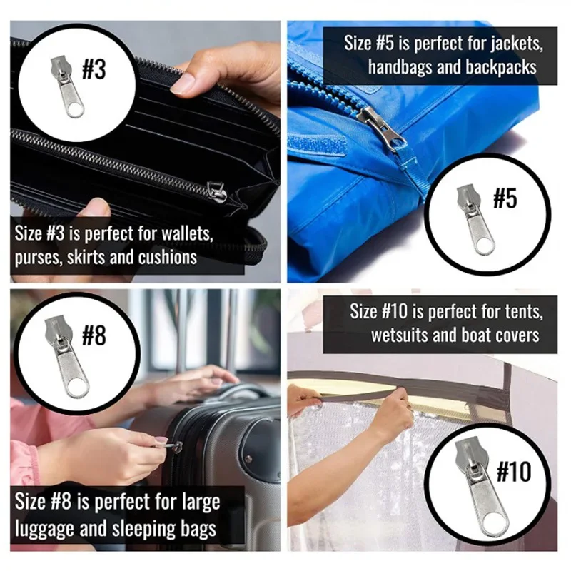 85/197pcs Zipper Sliders Repair Kit Replacement Tent Zipper Head Luggage Puller Slide with Plier for DIY Sewing Tools