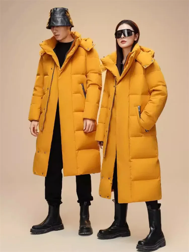 Women men's Thicken Keep Warm 90% White Duck Down -30 Down Long Coars Winter Lovers Jackets