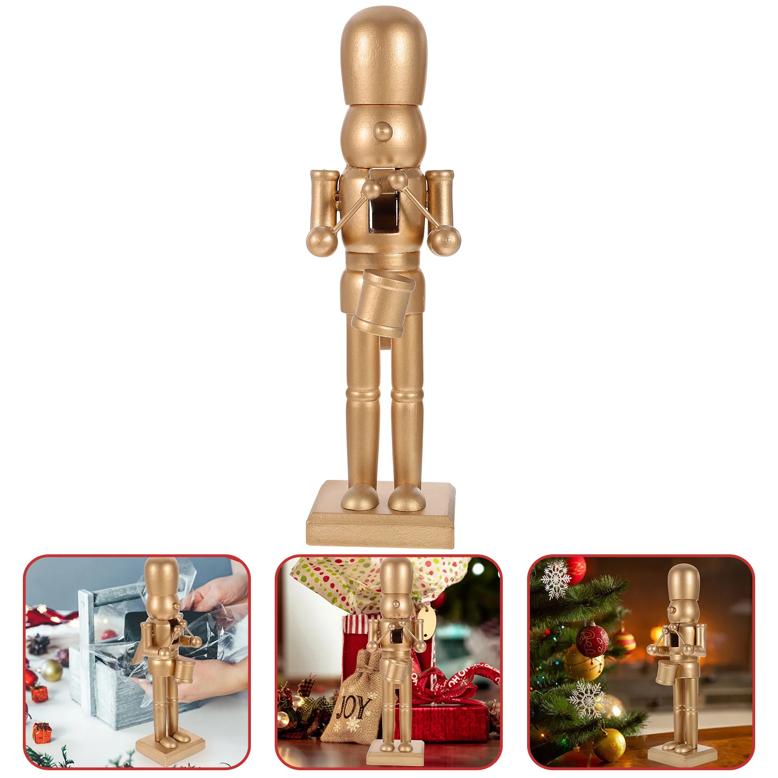 

25CM Christmas Nutcracker Gloden Desktop Nutcracker Puppet Decoration Xmas Nutcracker Ornament Wooden Nutcracker