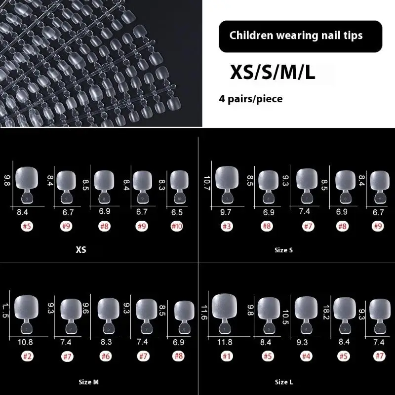 100개 어린이용 가짜 손톱 프레스온 네일 관 모양 인조 손톱 투명 가짜 손톱 팁 연장용 매니큐어 도구