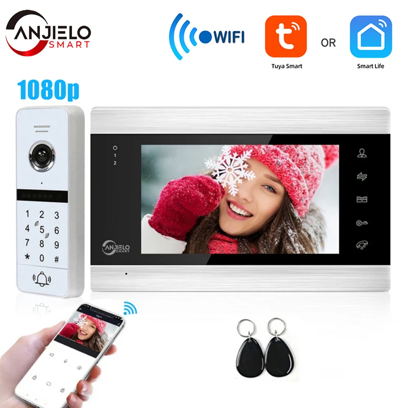 

Дверной звонок Tuya для семейной квартиры, разблокировка паролем, смарт-видеодомофон с надписью граффити, дверной звонок