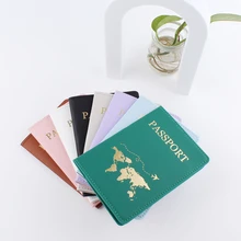 2022 New Simple Fashion Passport Holder World Map Thin Slim Personalized Travel Wallet Gift PU Leather Card Case Cover Unisex