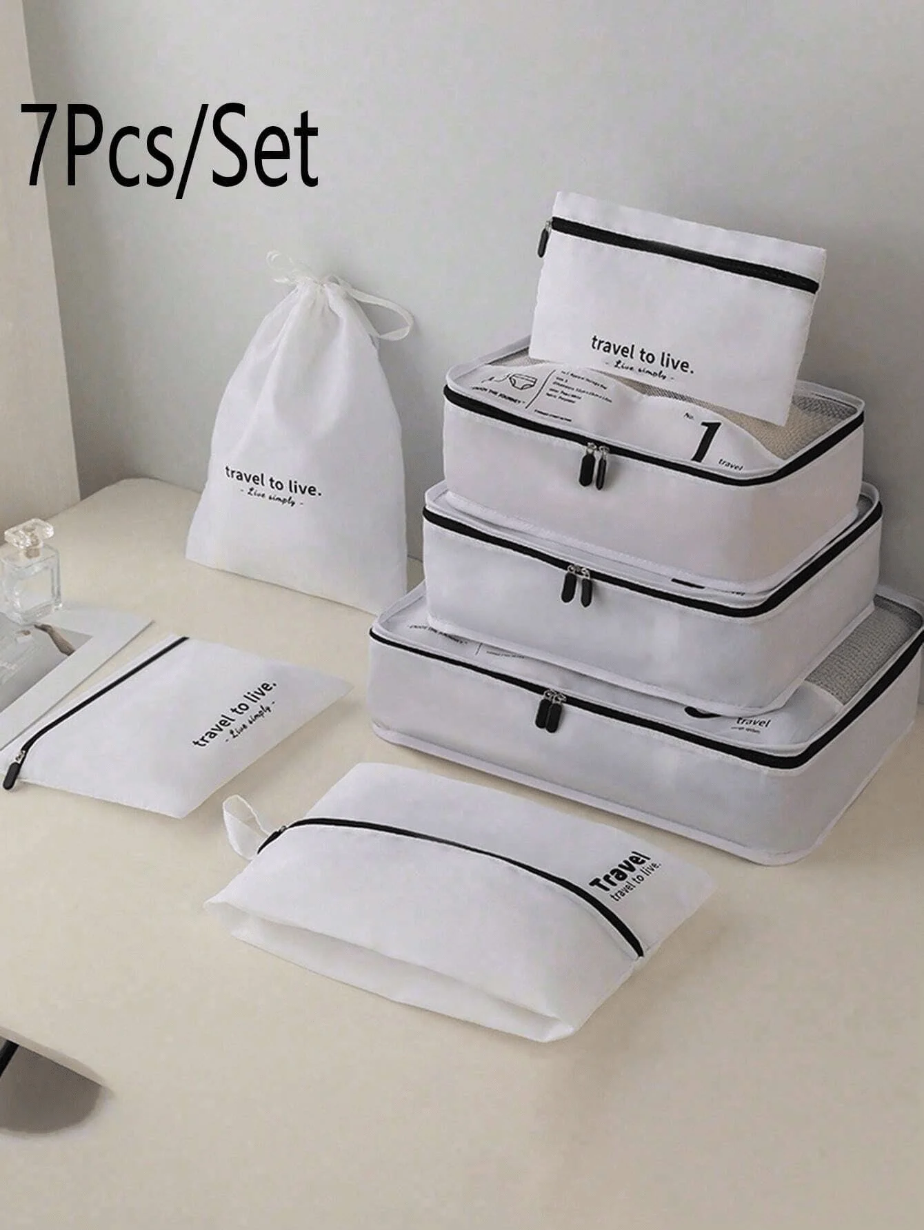 3/7pcs Portable Travel Storage Bag Set - Organize Your Clothing, Shoes, and Underwear with Ease - Perfect for Luggage and Suitca 2