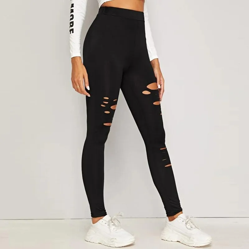 2023 Spring and Autumn New Elastic Tight Perforated Sports Pants Milk Silk Solid Slim Female Casual Comfortable Yoga Pants