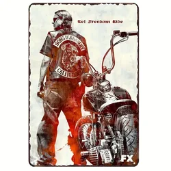 Rustic Vintage Motorcycle Tin Sign | Durable Wall Art with Pre - Drilled Holes (MULTI)