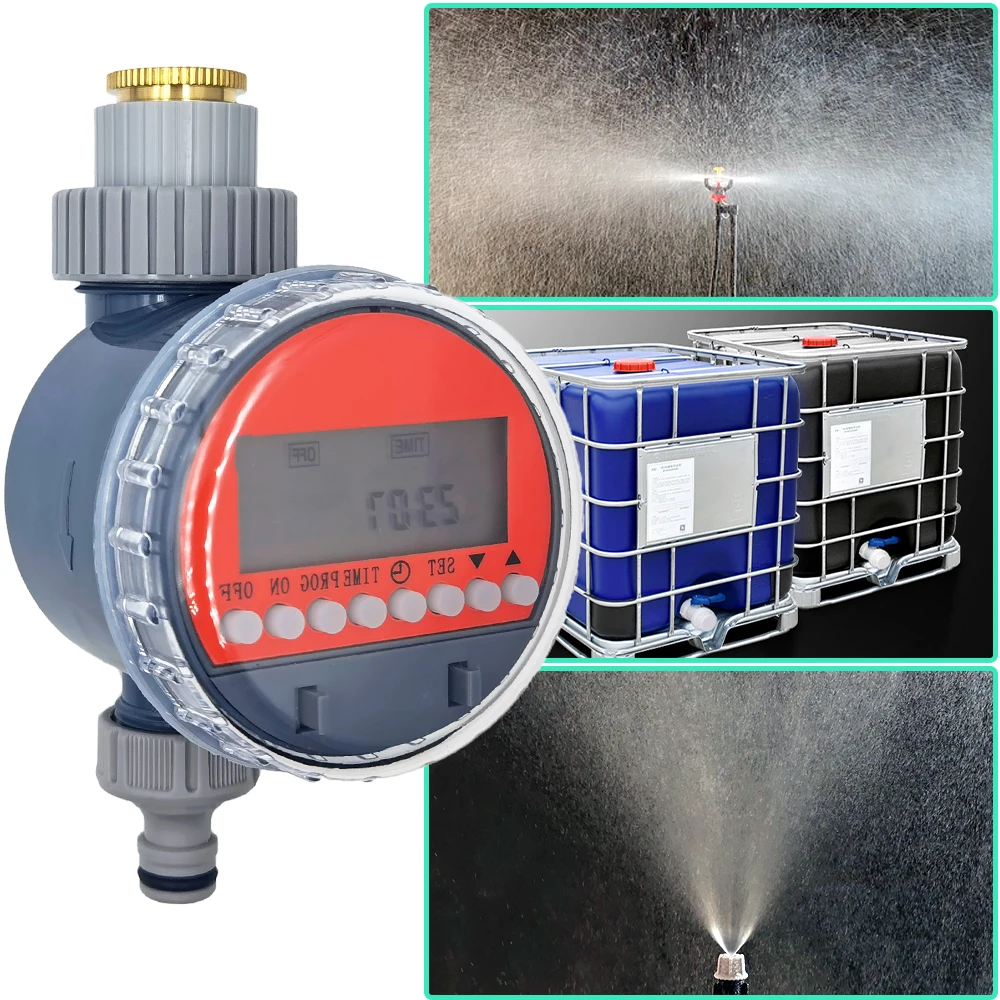 WUJIE Ball Valve Irrigation Timer Automatic LCD Watering Electronic Water Tank Controller Irrigator for Home Garden Greenhouse