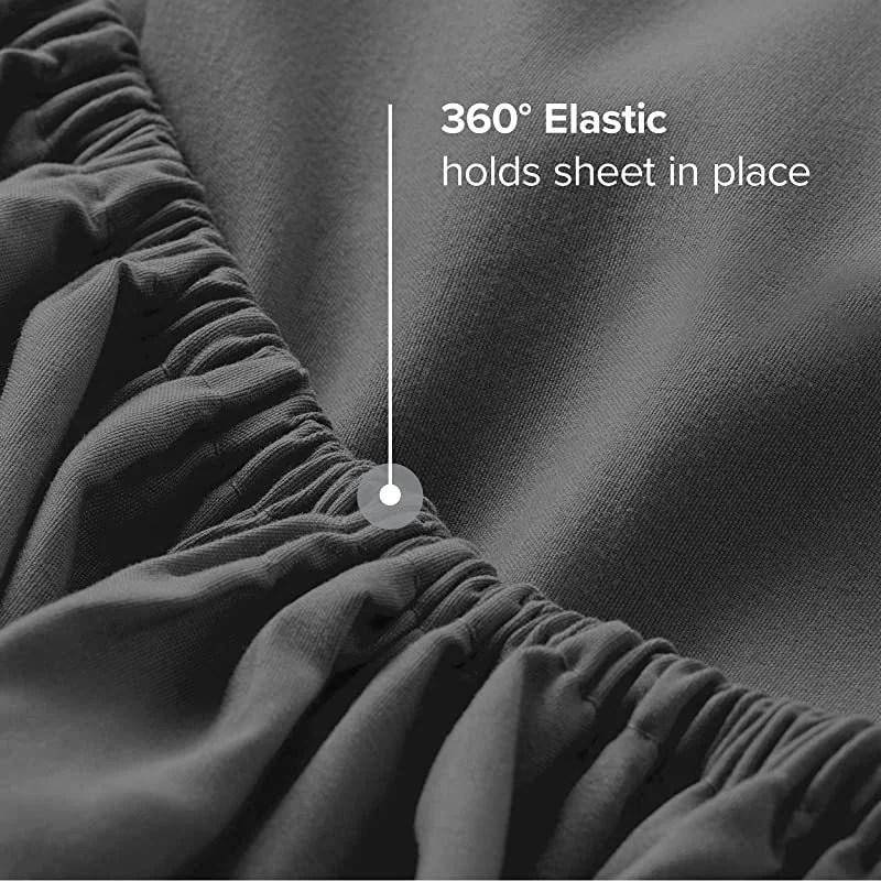 100% Cotton Fitted Bed Sheet Solid Color Mattress Cover with Elastic Band Non-Slip Adjustable Bedsheet for Double Queen King Bed 4