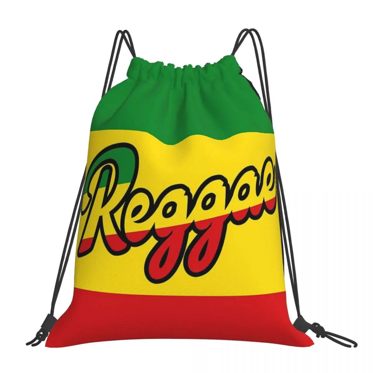 

Reggae Art With Rastafari Flag Colors Backpack Portable Drawstring Bags Drawstring Bundle Pocket Sports Bag BookBag For Travel