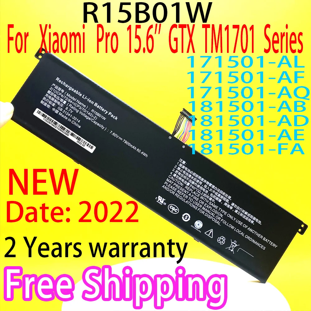 

DODOMORN Новый R15B01W для Xiaomi Pro 15,6 ''GTX TM1701 i3 8130U i5 8250U i7 8550U Аккумулятор для ноутбука
