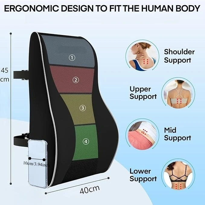 Ergonomic Memory Foam Lumbar Support Cushion for Optimal Comfort and Back Relief