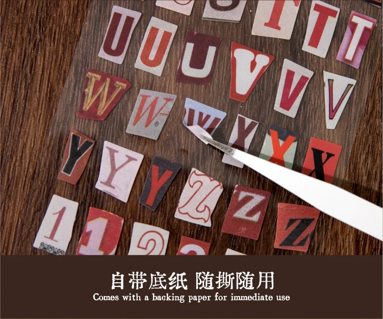 2 Blatt Vintage kreative englische Alphabet-Aufkleber-Set, dekoratives Scrapbooking-Tagebuch, Album, handgefertigtes Junk-Tagebuch-Zubehör – Detail 5