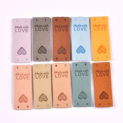 Multicolor Rectangle Heart Leather Labels - Set of 20 for DIY Crafts and Sewing Supplies (C4016-mix-20pcs)