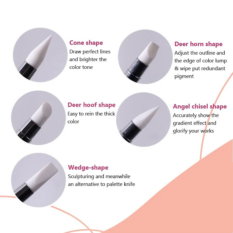 Nail Art Tools 5Pcs Set Nail Art Silicone Brush Dual-head Carving Painting Pen Nail Tips Sculpture Manicure nail art pens nail art brushes nail brushes nail art tools gel nail tools nail cleaning brush silicone applicator sticks