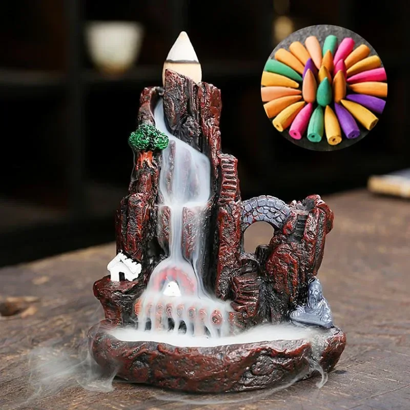Incense Cones 30/60Pc Waterfall Smoke Backflow Natural Incense Cone Lavender Multi-scented Suitable for Places Tea Room Yoga Room