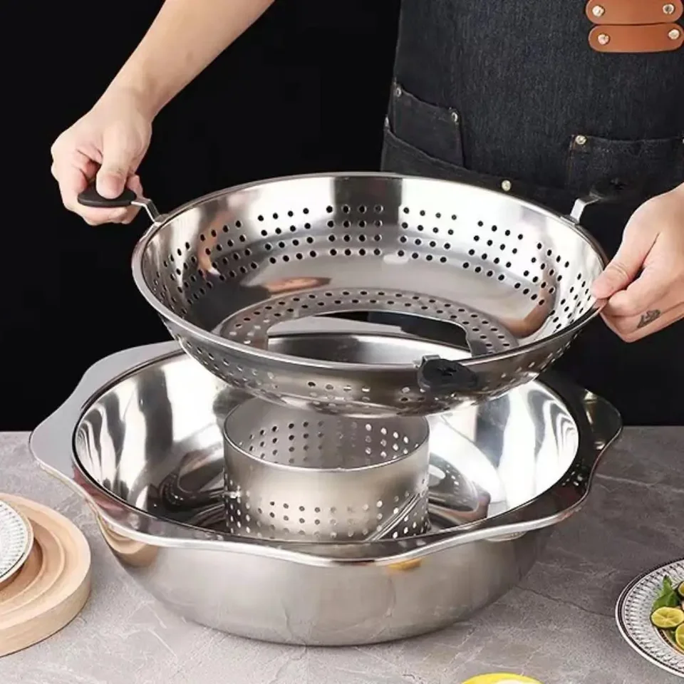 Rotating Lifting Stainless Steel Cooking Pot