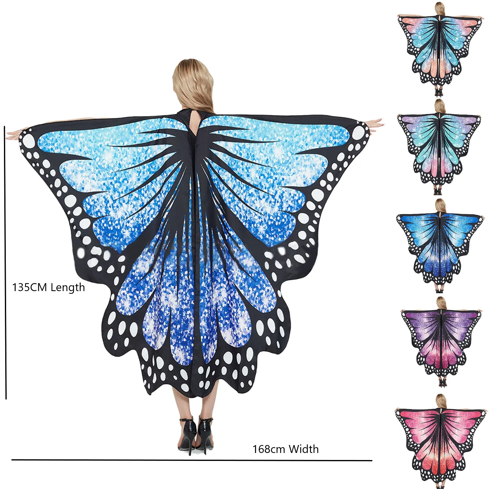 Fashion Butterfly Wing Polyester Beach Towel Cape Scarf Women Christmas Halloween Gift Summer Printed Towel Fashion Lady Clothes 5