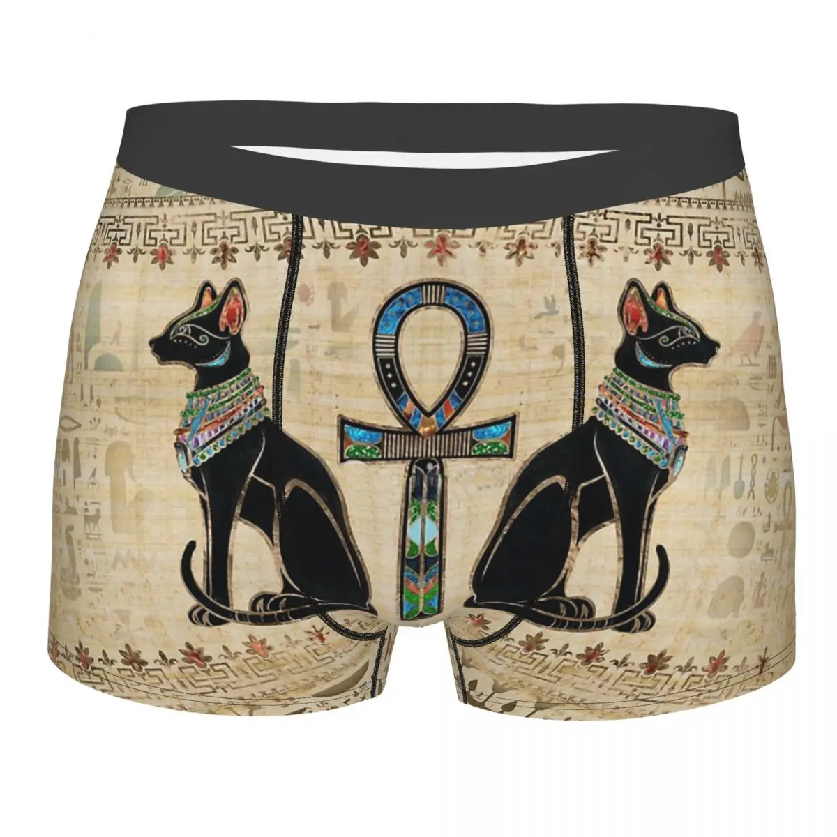Cats And Ankh Cross Ancient Egypt Men's Boxer Briefs special Highly Breathable Underpants High Quality 3D Print Shorts Gift Idea