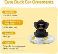 Car Dashboard Black Rubber Duck Ornament, Car Decoration Colour Ducks Accessories with Mini Hat Necklace and Sunglasses Rubber D 2