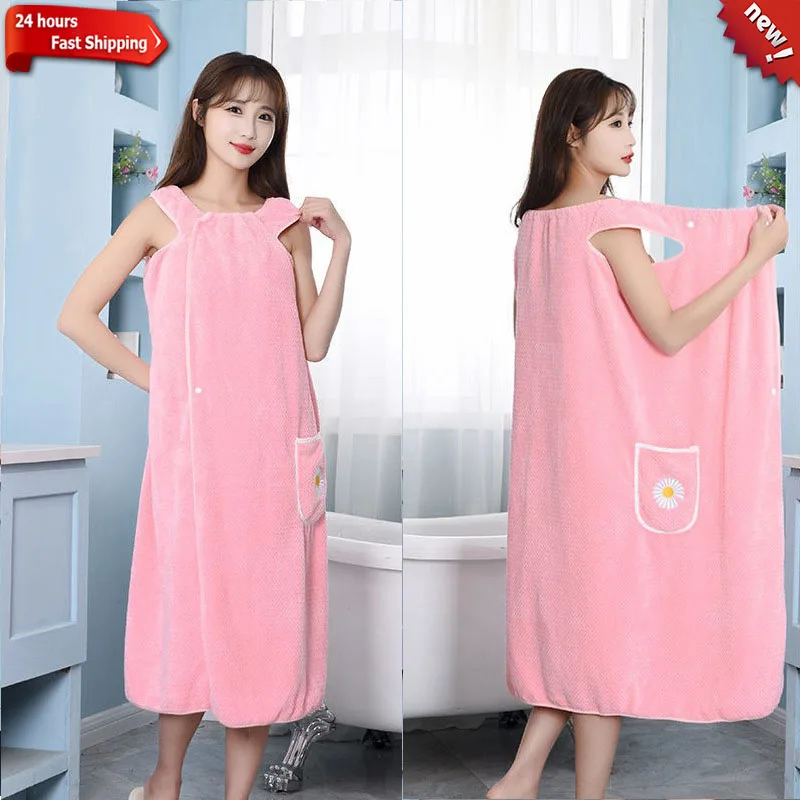 

Women Bath Towels Sexy Wearable Bathrobe Soft Absorb Wate Quick Dry Bathing Bathrobes Womens Long Style Dress Shower Bath Towel