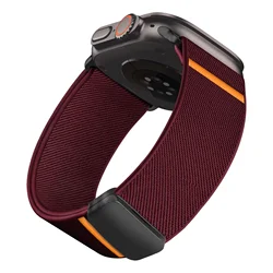 Magnetic Nylon Strap for Smartwatch - Stylish and Durable Bracelet Band (Wine Red)