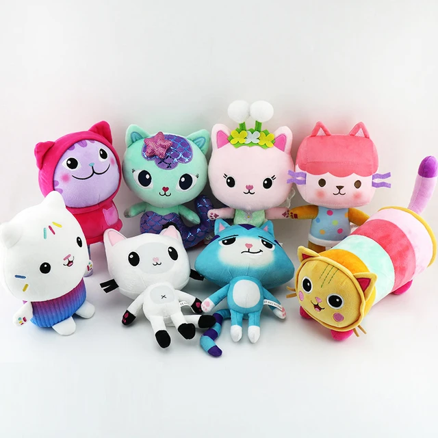 Maison de poupée Gabby, jouet en peluche Mercat, dessin animé, chat  souriant, voiture, chat, câlin, poupées pour filles, cadeaux d'anniversaire  pour enfants - AliExpress