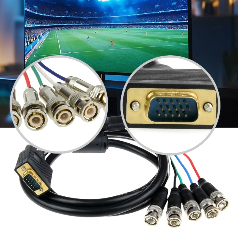 VGA To 5BNC RGBHV Coaxial Cable For HDTV Displays And Projectors High Resolution