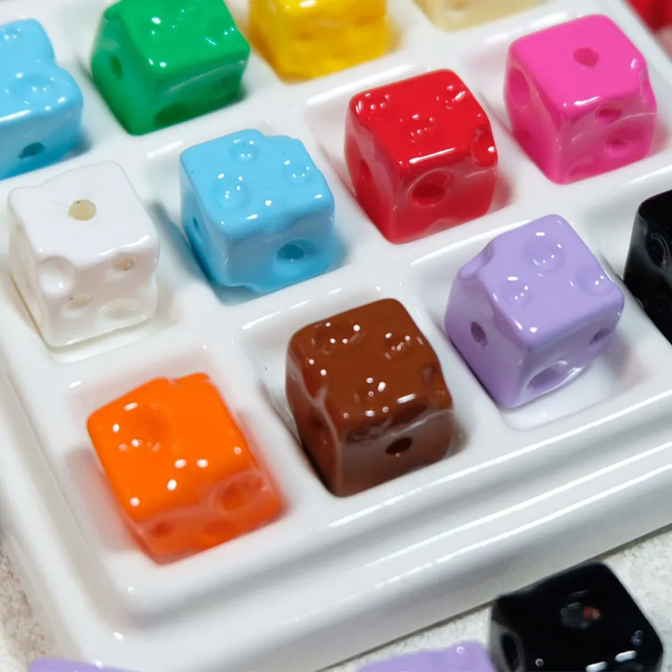 쥬얼리 제작용 다채로운 큐브 치즈 비즈, DIY 장식, 팔찌 귀걸이, 전화 체인, 키즈 헤어 로프 액세서리