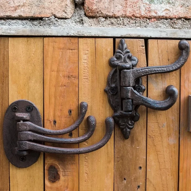 Cast Iron Hook Fold Multi-storey Multi Angle Wall Hook Decoration Courtyard Garden Wall Mounted Multi Functional Metal Hook 3