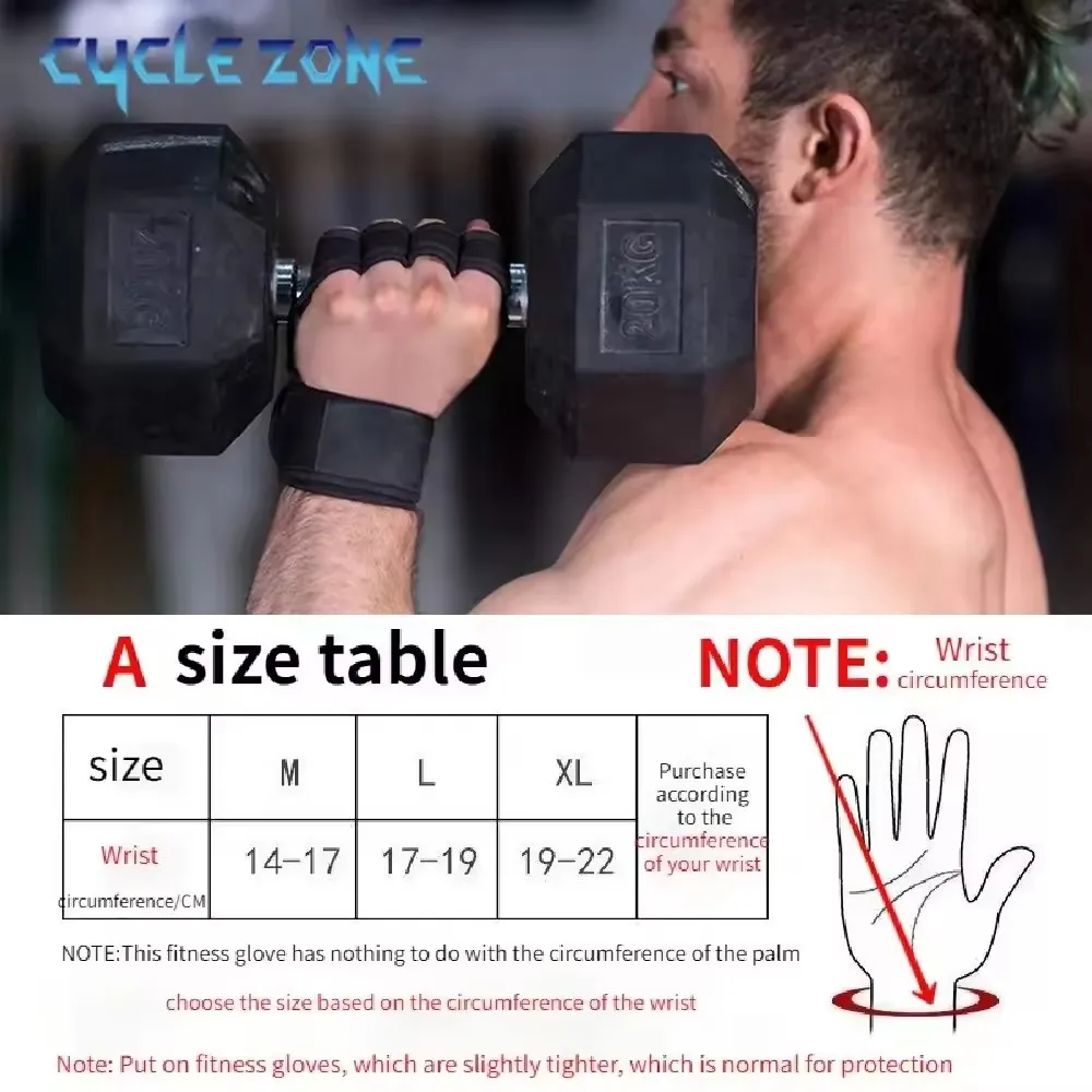 Half Finger Weight Training Gloves for Men Women Fitness Sports Wrist Palm Protector Gloves Anti-slip Gym Cycling Gloves Black 6