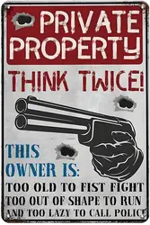Private Property No Trespassing Sign - Humorous Safety & Privacy Warning 12x8 - 14x20cm