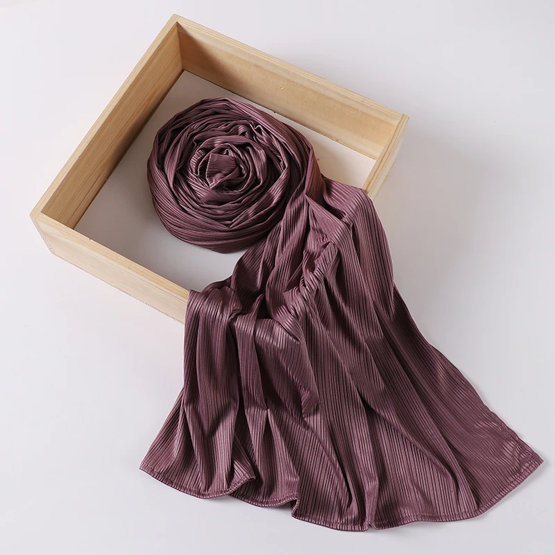 Ribbed Jersey Crepe Hijab Scarf - Soft Islamic Shawl and Headwrap