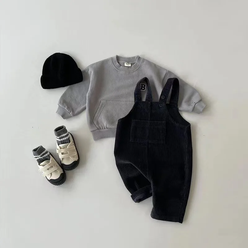 New Spring Toddler Baby Boys Girls Solid Corduroy Suspander Romper Soft Kids Basic Playsuit Jumpsuit Clothing 5